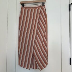 Madewell Pull-On Wrap Midi Skirt in Stripe